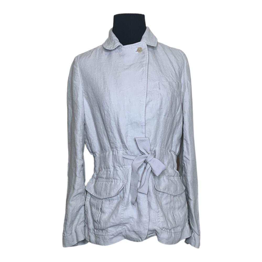 Talbots silver gray linen belted jacket size 4
